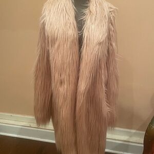 BCBG Faux Fur Coat in Blush